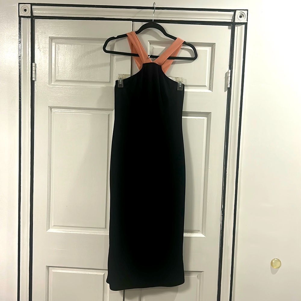 Miss guided black midi with pink straps